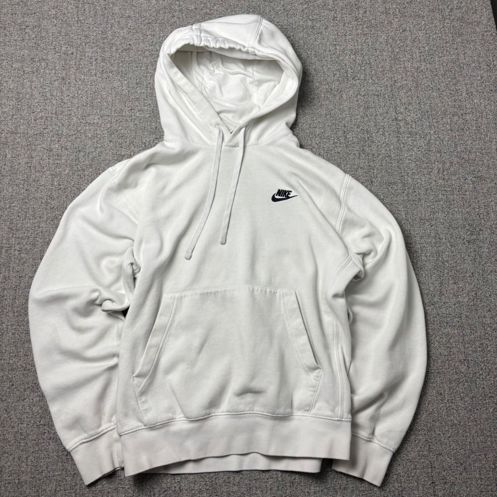 Nike Hoodie Mens Small Sportswear‎ Club Fleece White Embroidered Logo